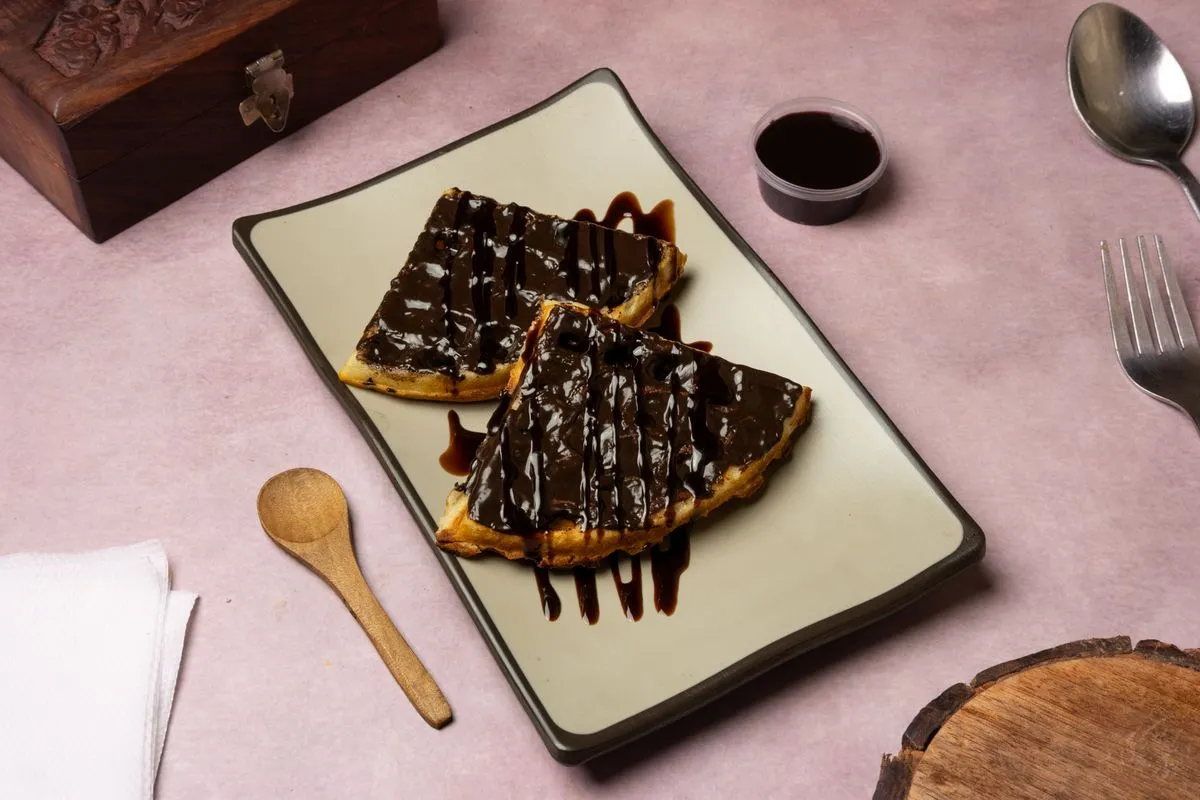 Double Chocolate Waffles Dessert Belgian Waffle Special